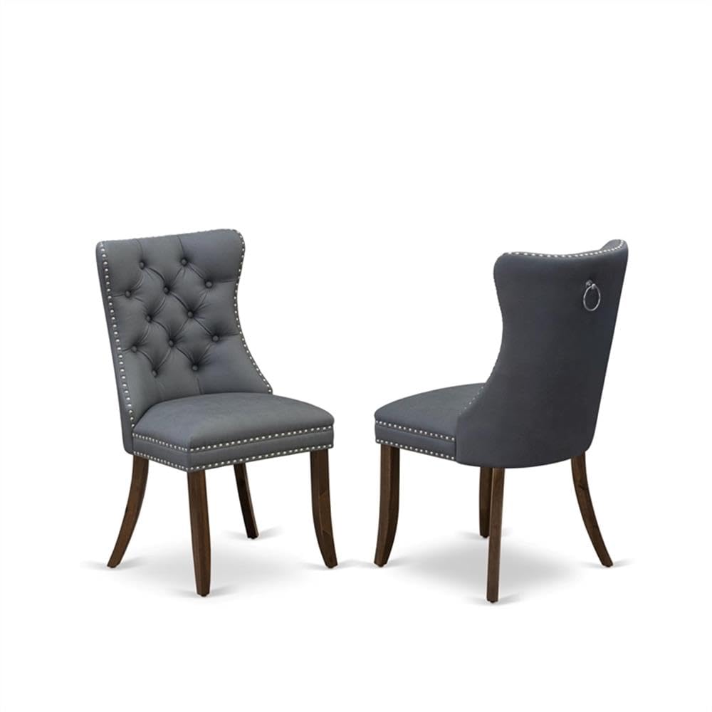 9-Piece Acacia Wood Dining Set with Gray Faux Leather Chairs G3854