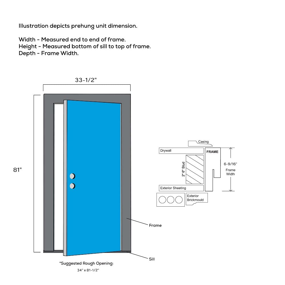 Steel Left Hand Outswing Prehung Door 32"x80" Q2293