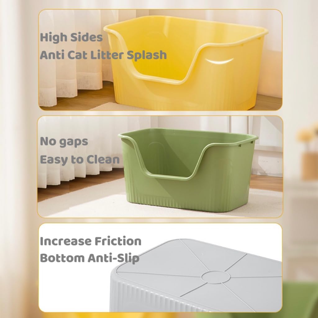 Large Cat Litter Box with High Sides and Low Entry H5825
