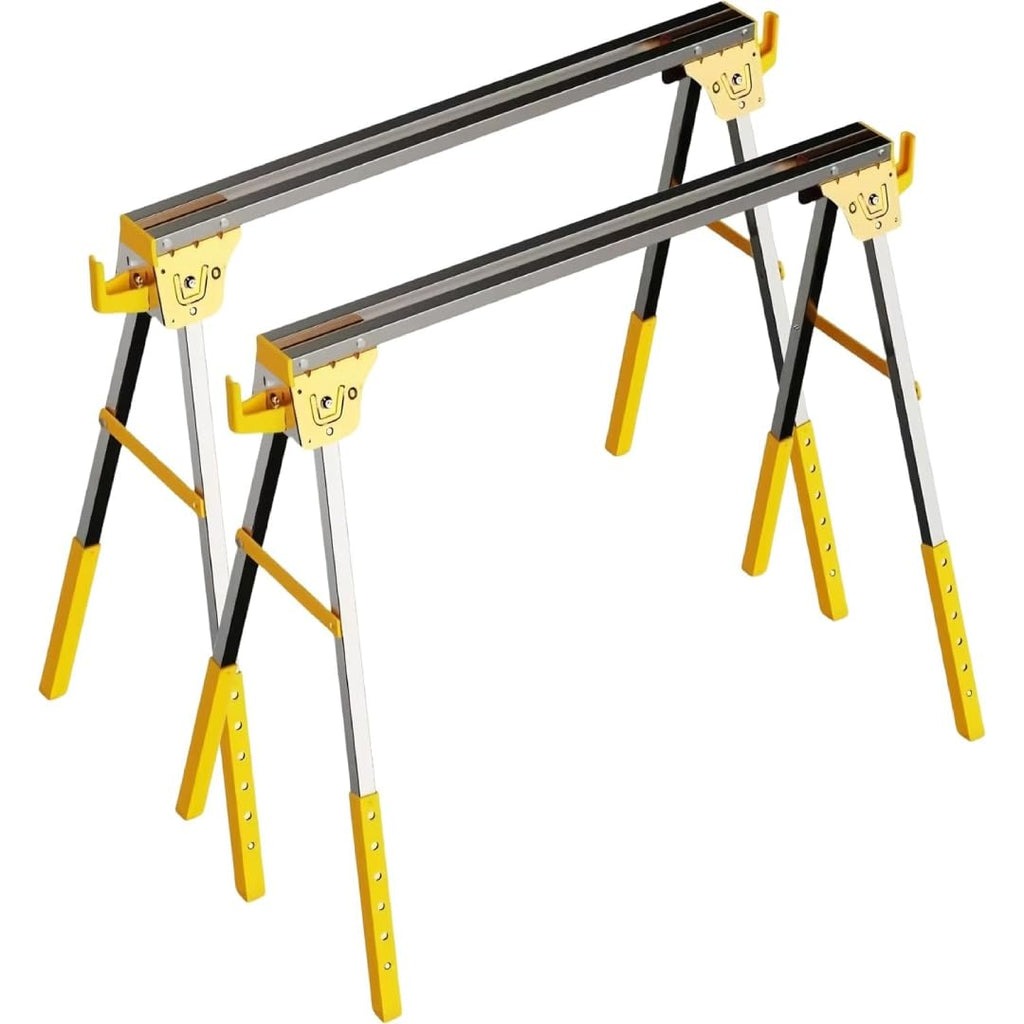Heavy Duty Folding Sawhorses 2-Pack with 6 Height Adjustments D27784