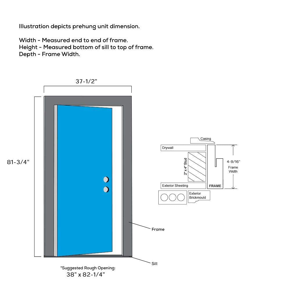 Exterior Single Door Steel 36" x 80" 5-Lite Left-Hand Inswing D745