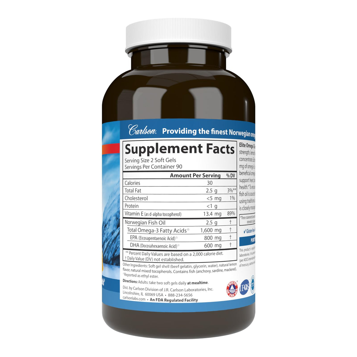 Omega-3 1600 mg Lemon 180 Softgels W7841