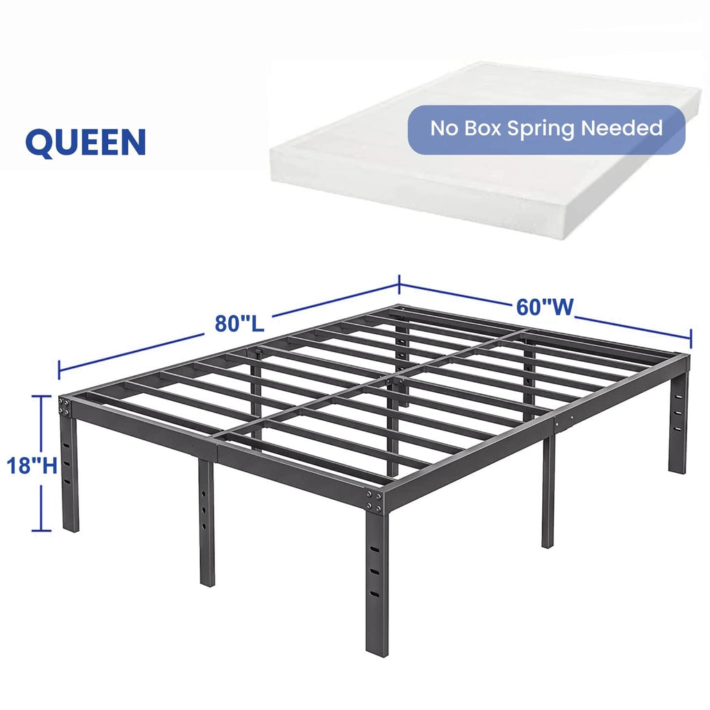 Queen Size 18 inch Tall Black Storage Bed Frame with Steel Slats M8623