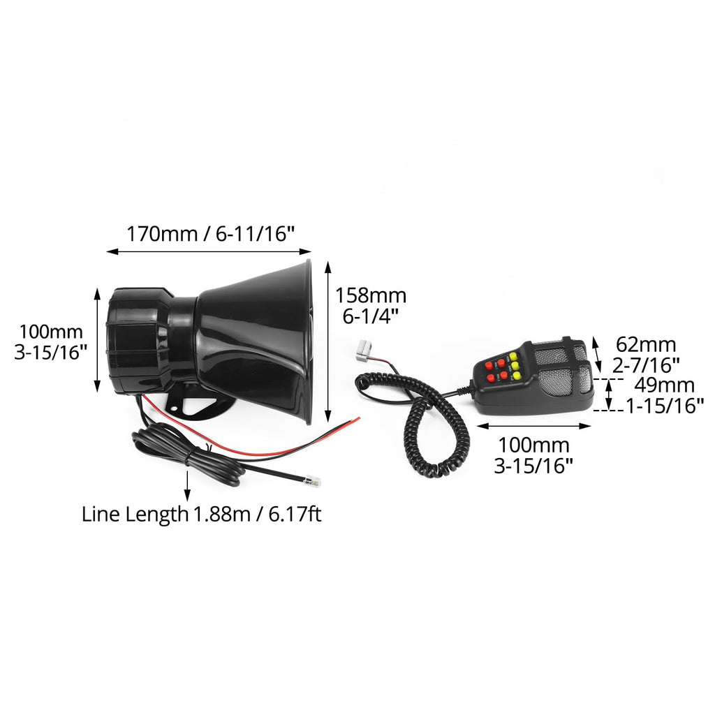 12V 100W 7-Sound Alarm Horn Siren Speaker U4986