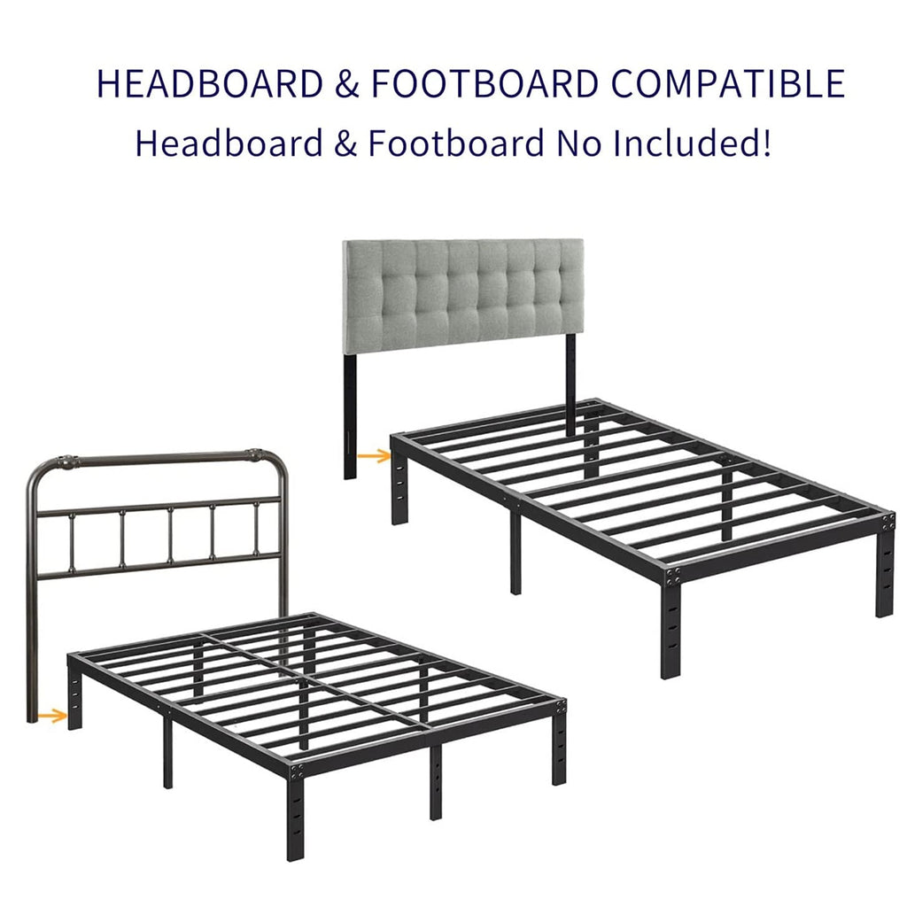 Queen Size 18 inch Tall Black Storage Bed Frame with Steel Slats M8623