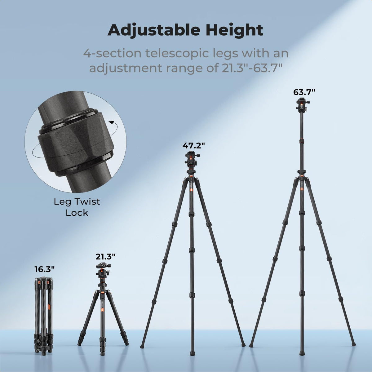 Carbon Fiber Camera Tripod with Ball Head W26547