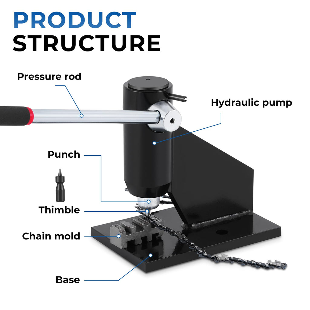 Chainsaw Chain Breaker Repair Tool with Two Punches and One Base U929615