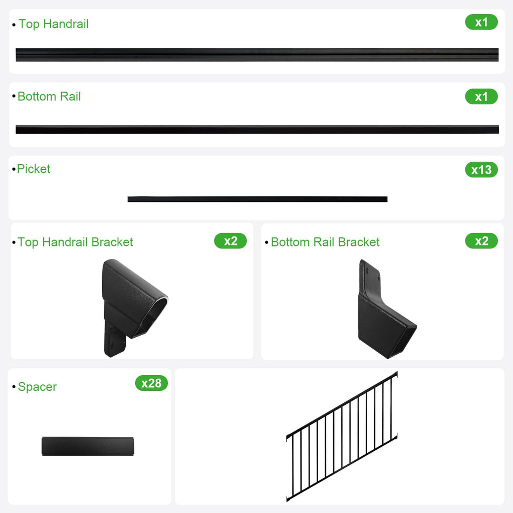 Heavy Duty Aluminum Stair Railing Kit, Textured Black R23992