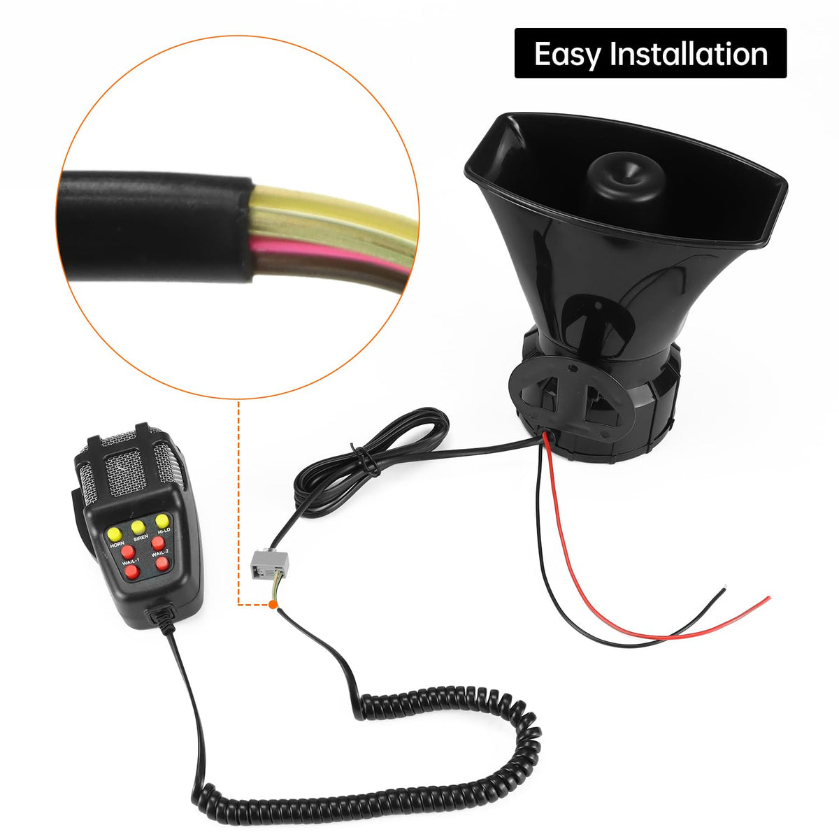 12V 100W 7-Sound Alarm Horn Siren Speaker U4986