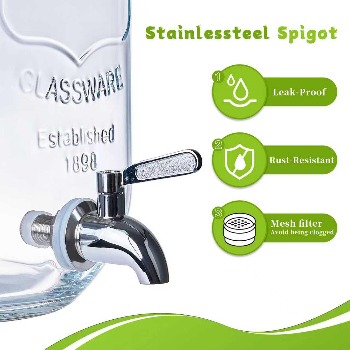 2 Gallon Glass Drink Dispenser with Stand K696183
