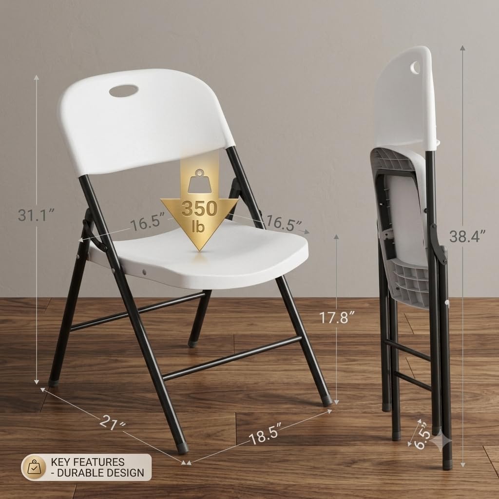 Heavy Duty Plastic Folding Chair with Reinforced Steel Frame V306