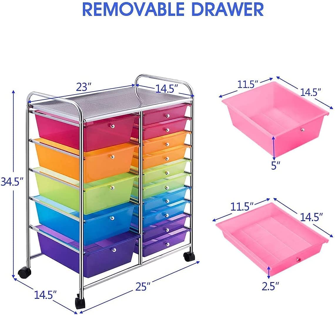 15 Drawer Rolling Storage Cart with Wheels P50000