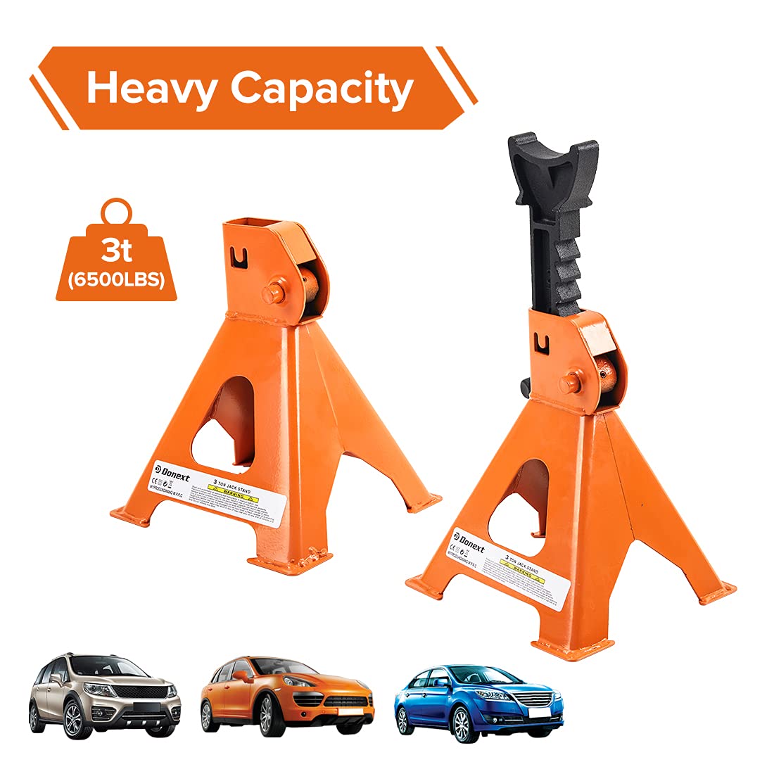 Steel Floor Jack and Orange Jack Stands E4762