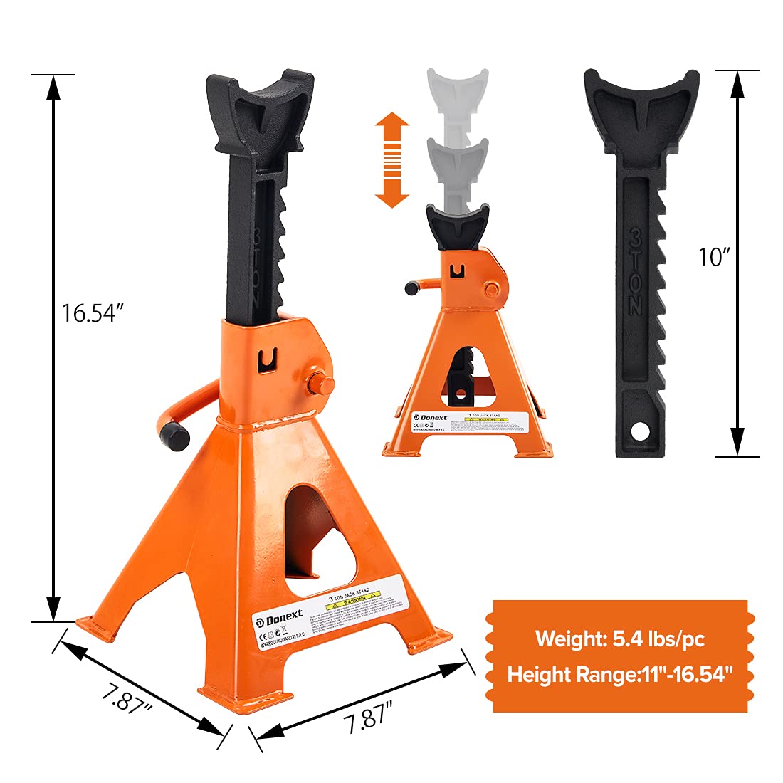 Steel Floor Jack and Orange Jack Stands E4762