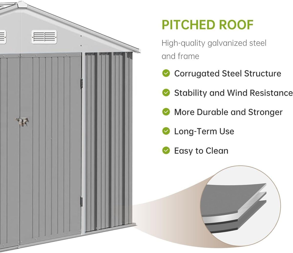 12X10FT Metal Storage Shed with Lockable Doors B354
