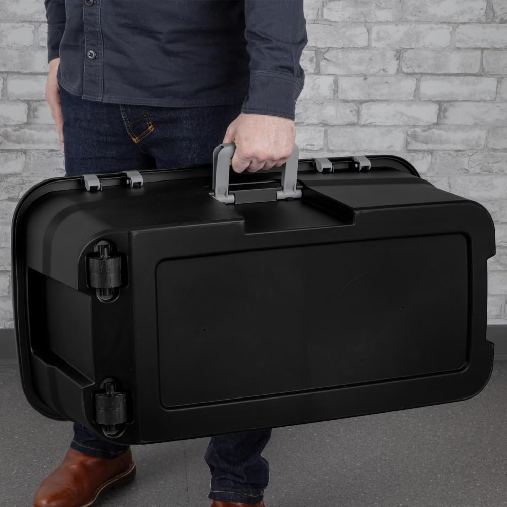 Black 22 Gallon Wheeled Plastic Storage Trunk with Lockable Lid J86989