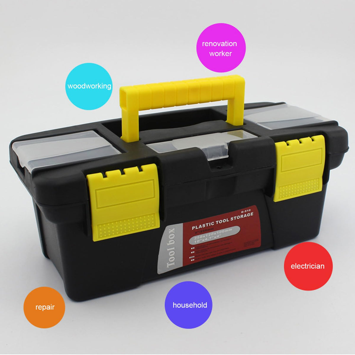 10" Plastic Tool Box with Removable Tool Tray O59113