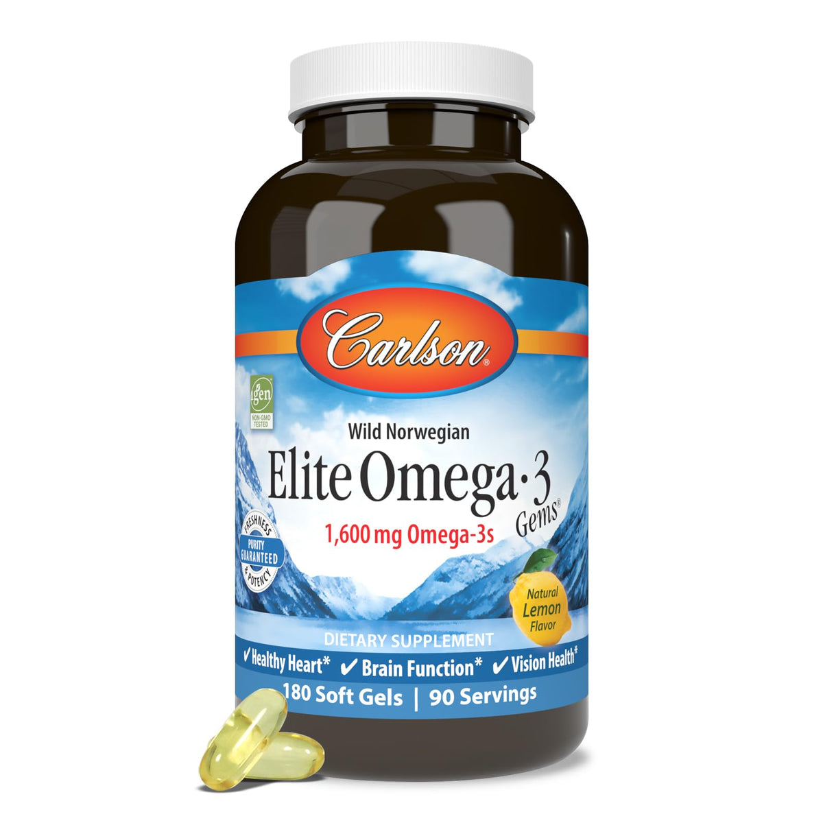 Omega-3 1600 mg Lemon 180 Softgels W7841