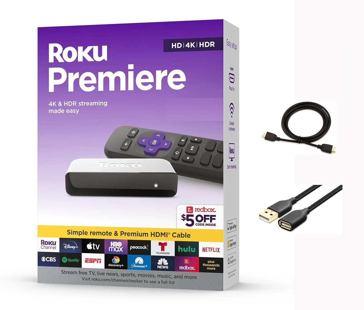 4K HDR Streaming Media Player with HDMI Cable Y466293