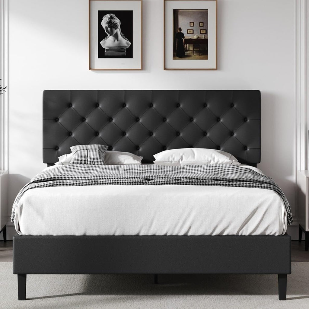 Queen Faux Leather Bed Frame with Headboard Z6797