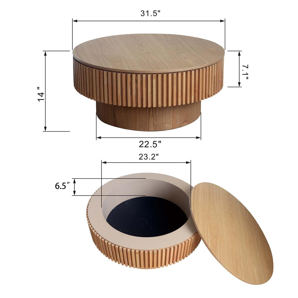 Round Coffee Table with Storage K677181