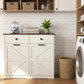 20 Gallon White Wooden Double Tilt Out Trash Can Cabinet with 2 Drawer Z126136