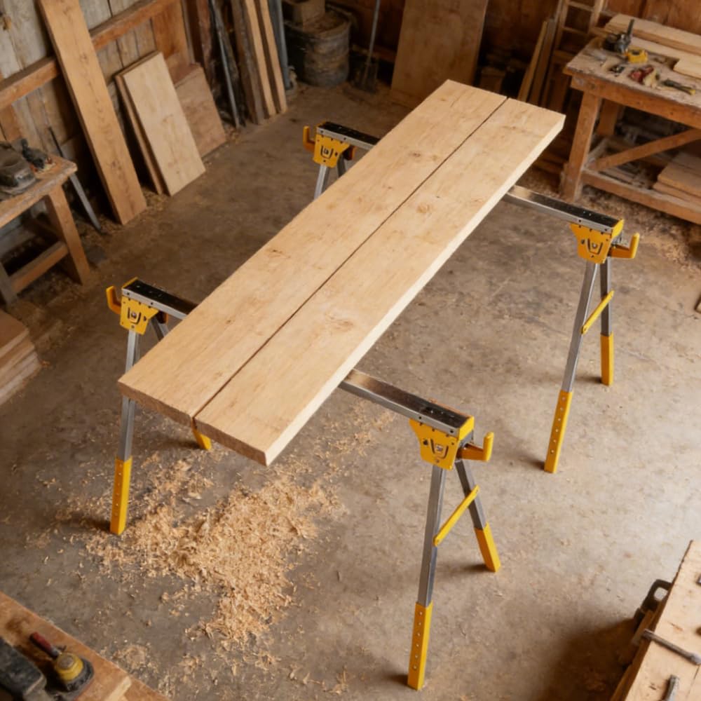 Heavy Duty Folding Sawhorses 2-Pack with 6 Height Adjustments D27784