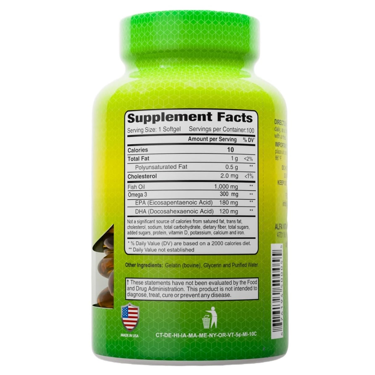 Omega 3 Fish Oil 1000mg 100 Softgels 4 Pack V878