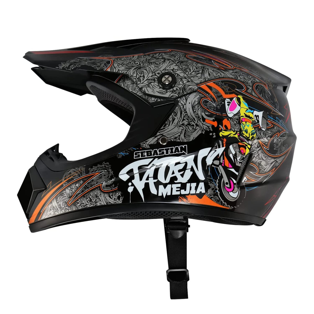 Black Motocross Helmet with Gloves and Goggles P843592