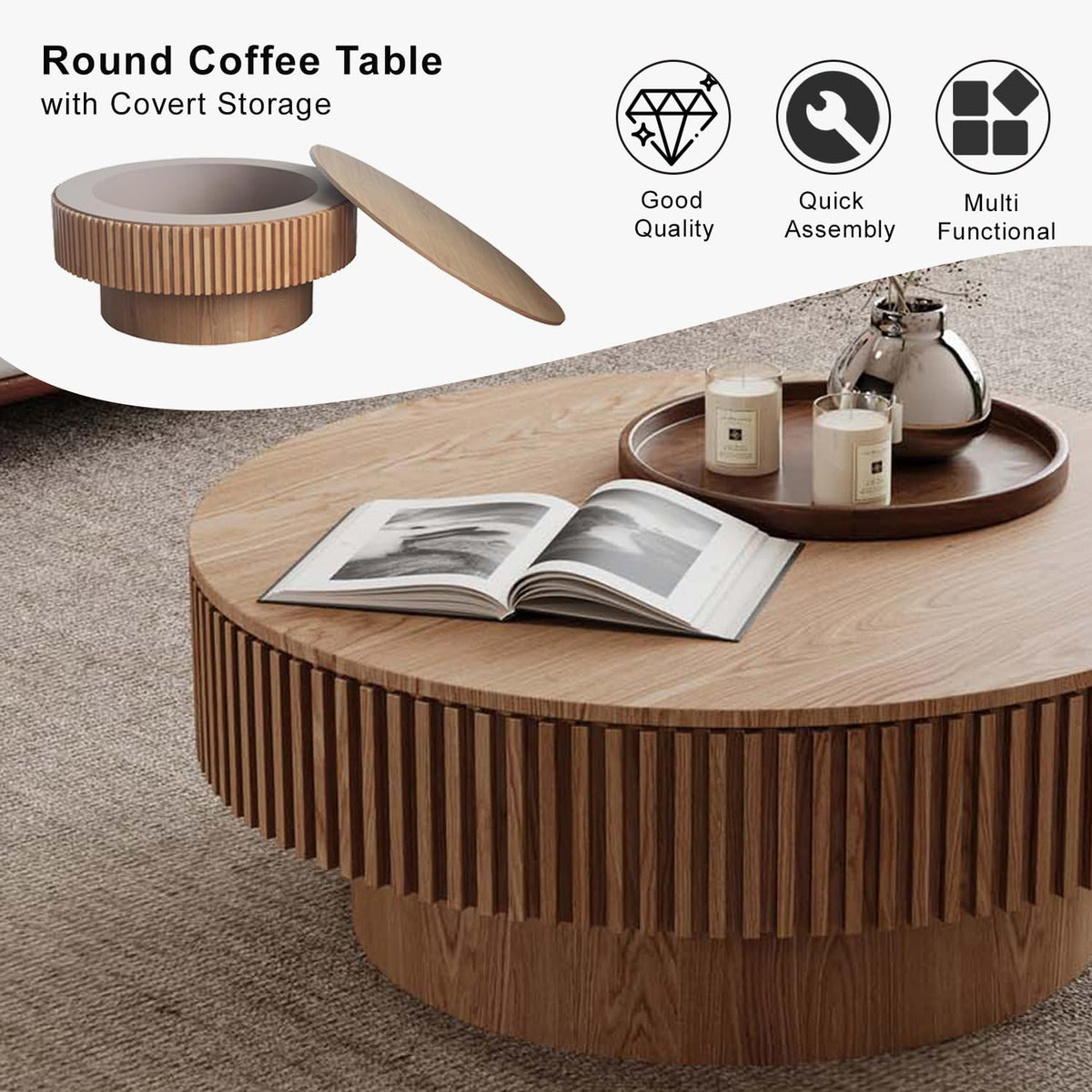 Round Coffee Table with Storage K677181