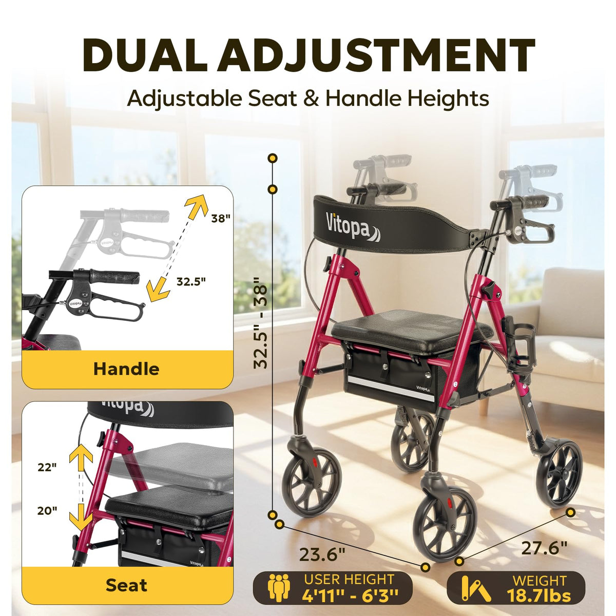 Foldable Rollator with Seat O31885