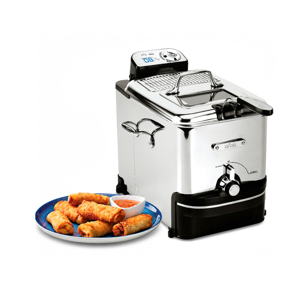 Electric Deep Fryer with Basket and Lid, Stainless Steel, 1700W Y18091