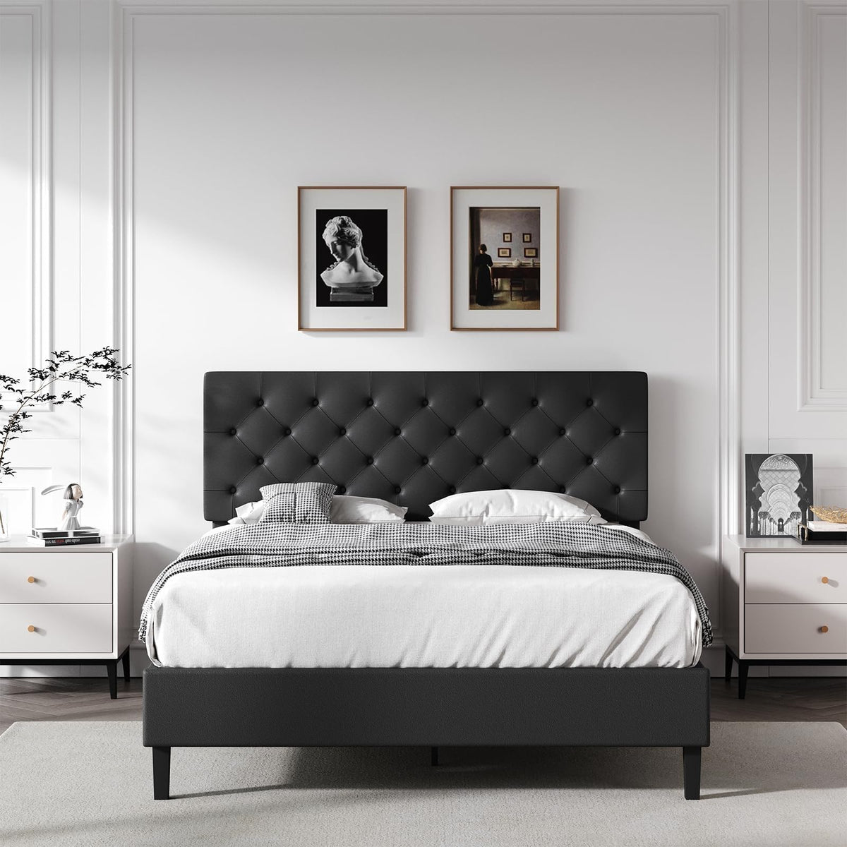 Queen Faux Leather Bed Frame with Headboard Z6797