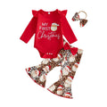 Christmas Baby Girl Outfit Romper Flared Pants Headband T840