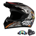 Black Motocross Helmet with Gloves and Goggles P843592