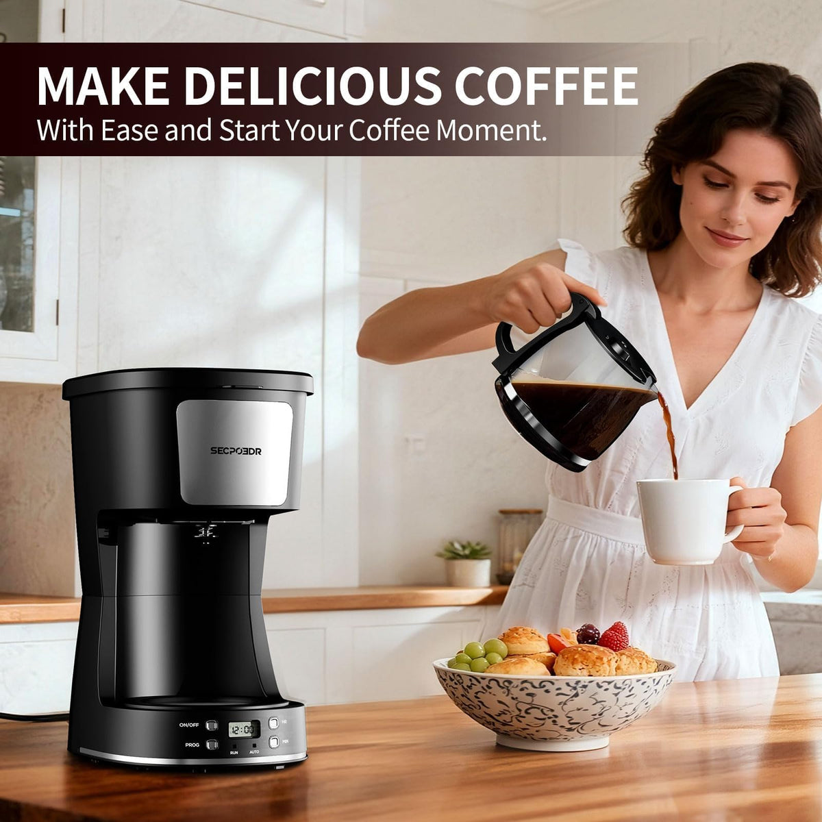 12 Cup Programmable Coffee Maker with Reusable Filter B5236