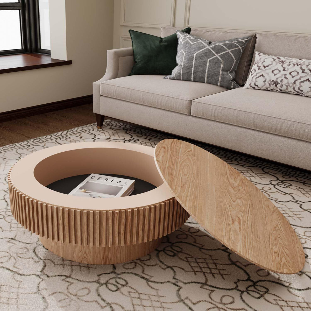 Round Coffee Table with Storage K677181