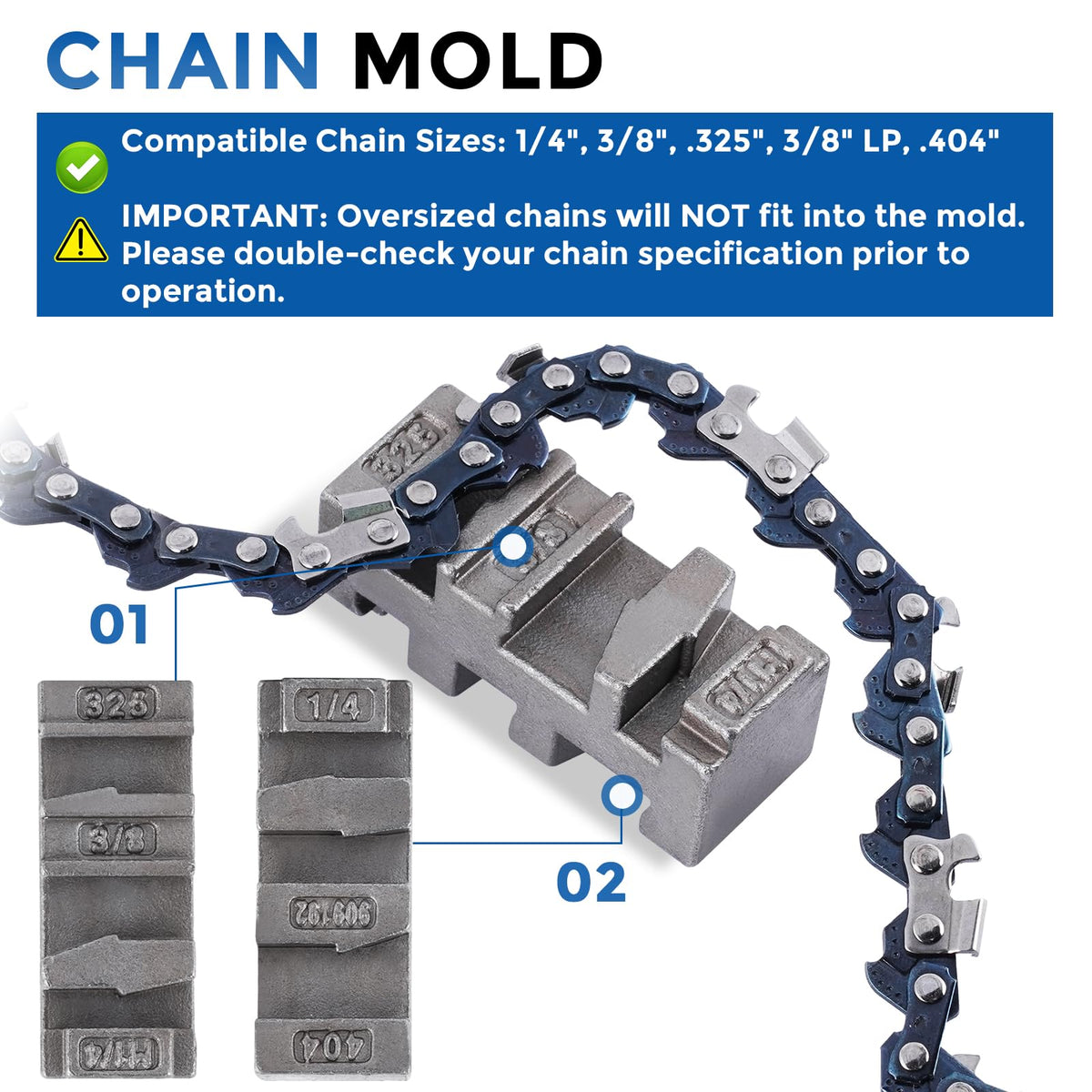 Chainsaw Chain Breaker Repair Tool with Two Punches and One Base U929615