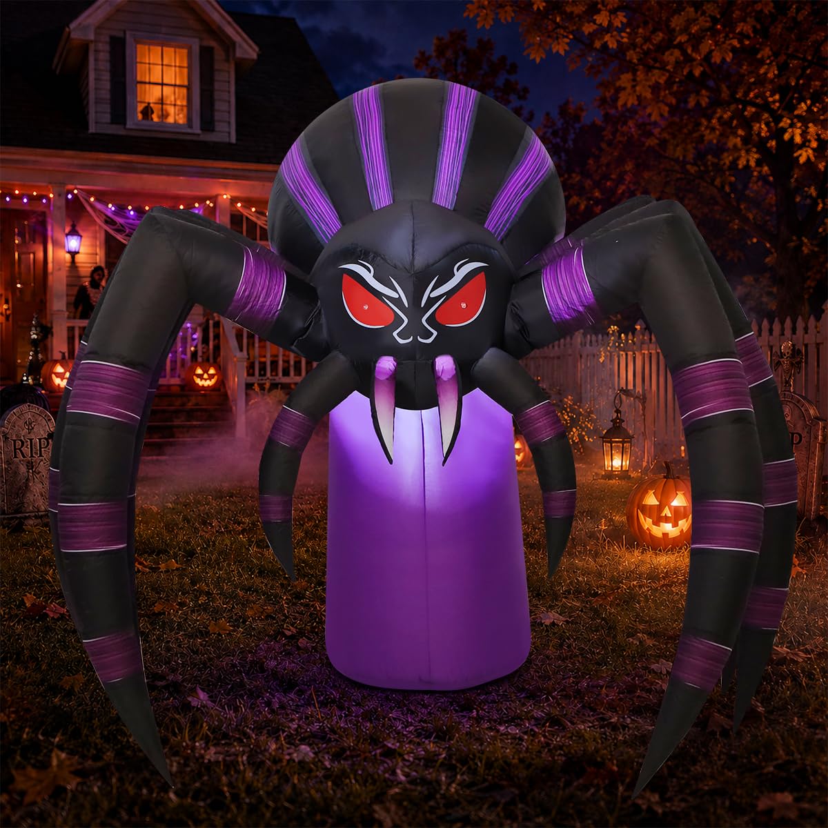 7 FT Inflatable Spider Outdoor Decoration with LED Lights Z189