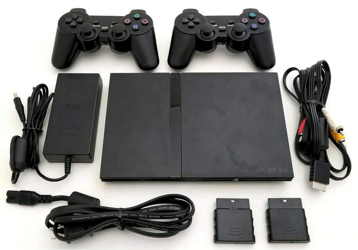 PS2 Slim Gaming Console with 2 Wireless Controllers I2072