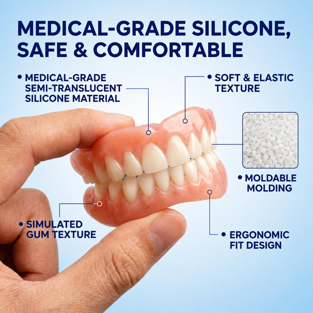 Silicone Dentures Set for Upper and Lower K8008