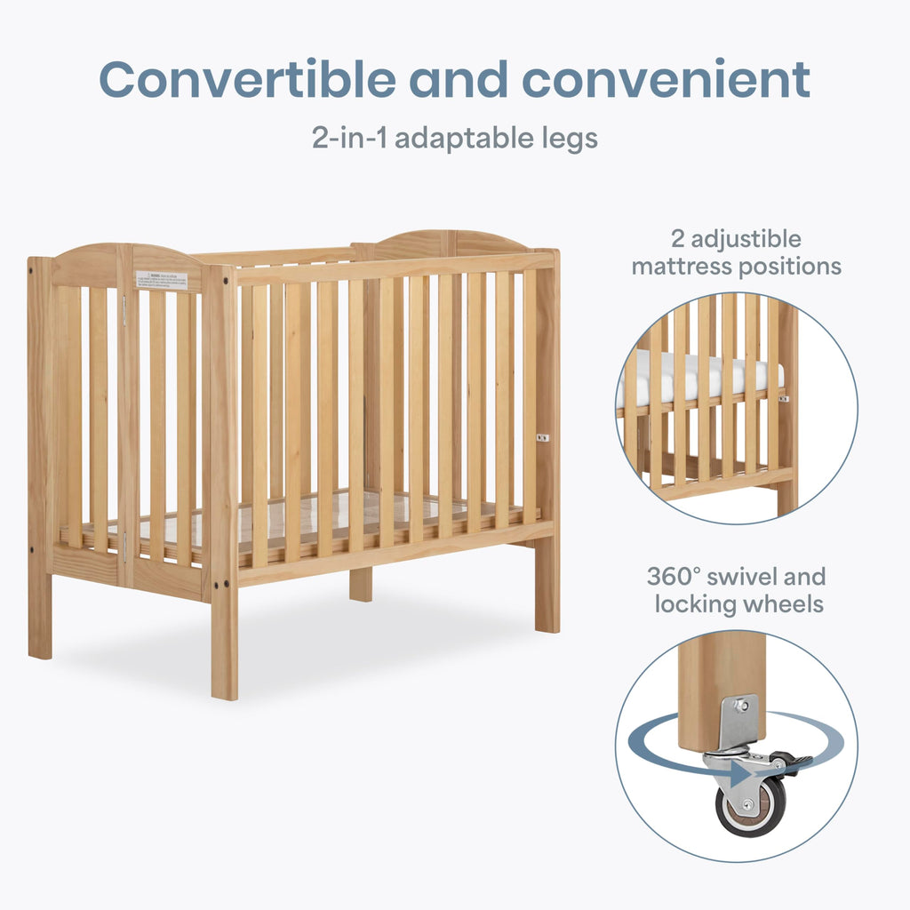 2-in-1 Portable Mini Crib with Mattress X9009