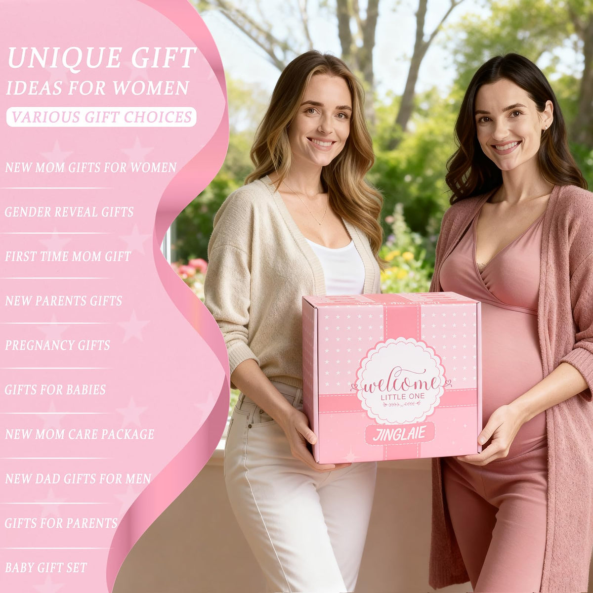 New Mom Gift Basket with Baby Clothes & Tumblers I8962
