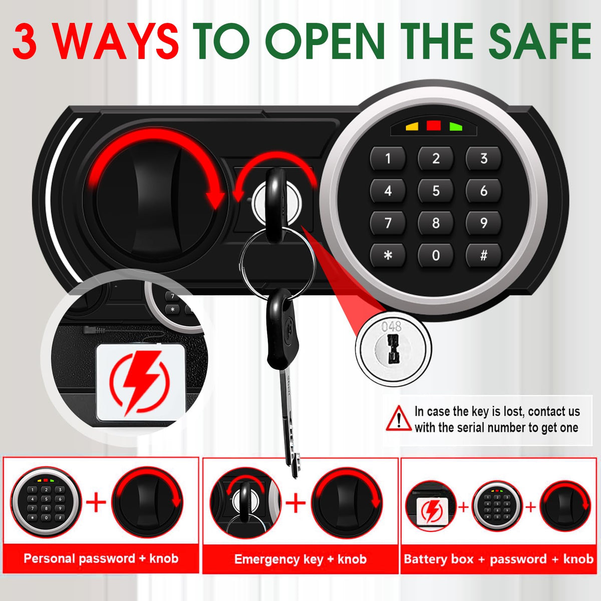 3.3 Cuft Water and Fireproof Safe with Digital Keypad & Key Lock I4299