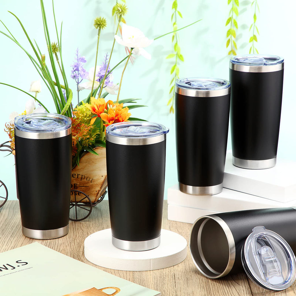 36 Pack Stainless Steel Tumblers with Lids, 20 oz, Black J584662