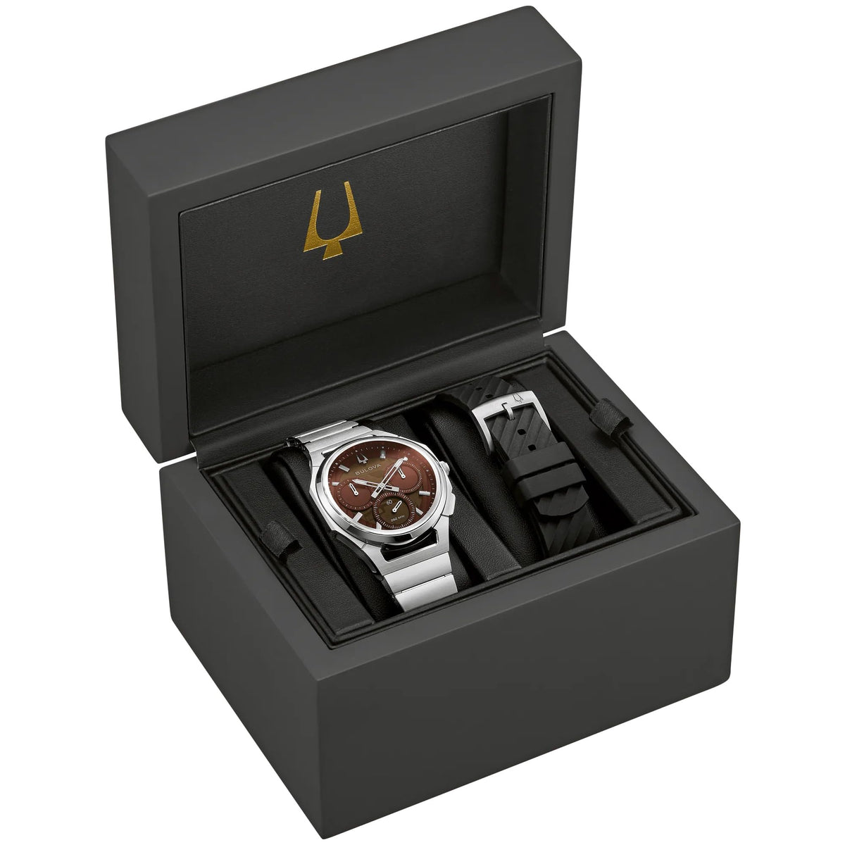 Brown Dial Stainless Steel Chronograph Watch Set 41.5mm N5804