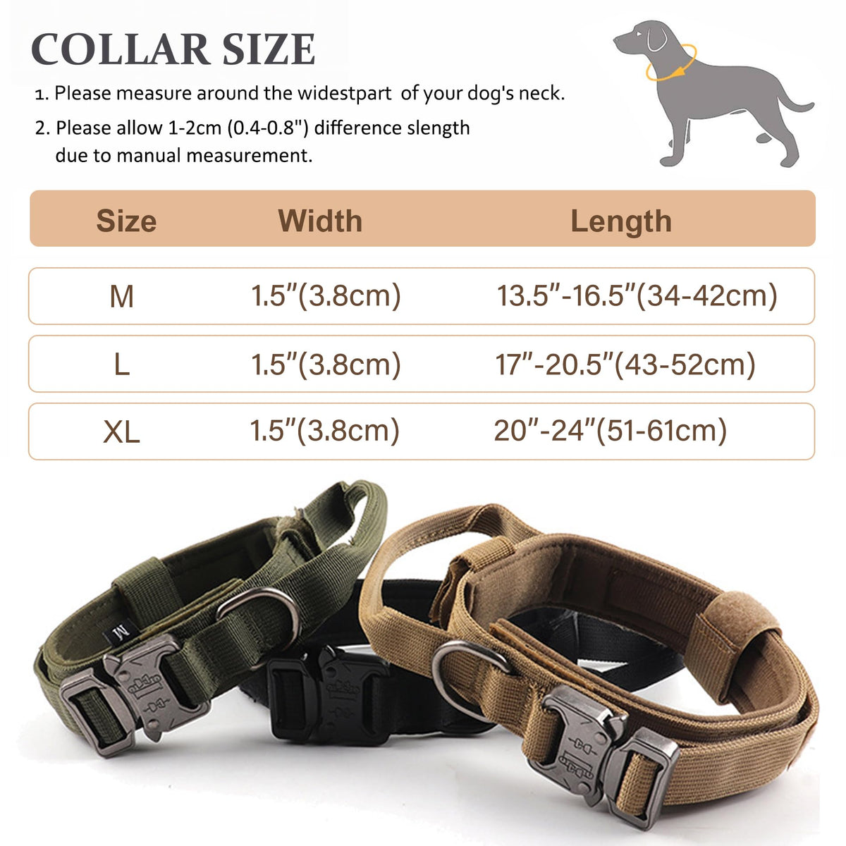Adjustable Nylon Tactical Dog Collar W81509