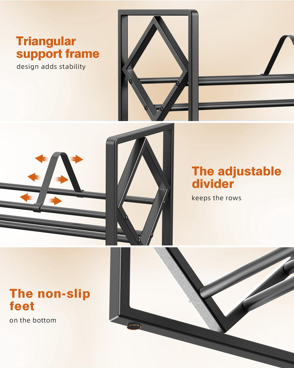 3-Tier CD Storage Metal Display Shelf with Adjustable Divider G180994
