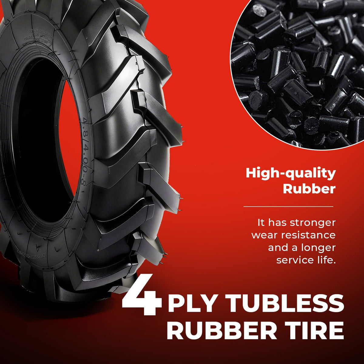 4.80x4.00x8 Lawn & Garden Mower Tires, Set of 2, 4 Ply Tubeless K9703