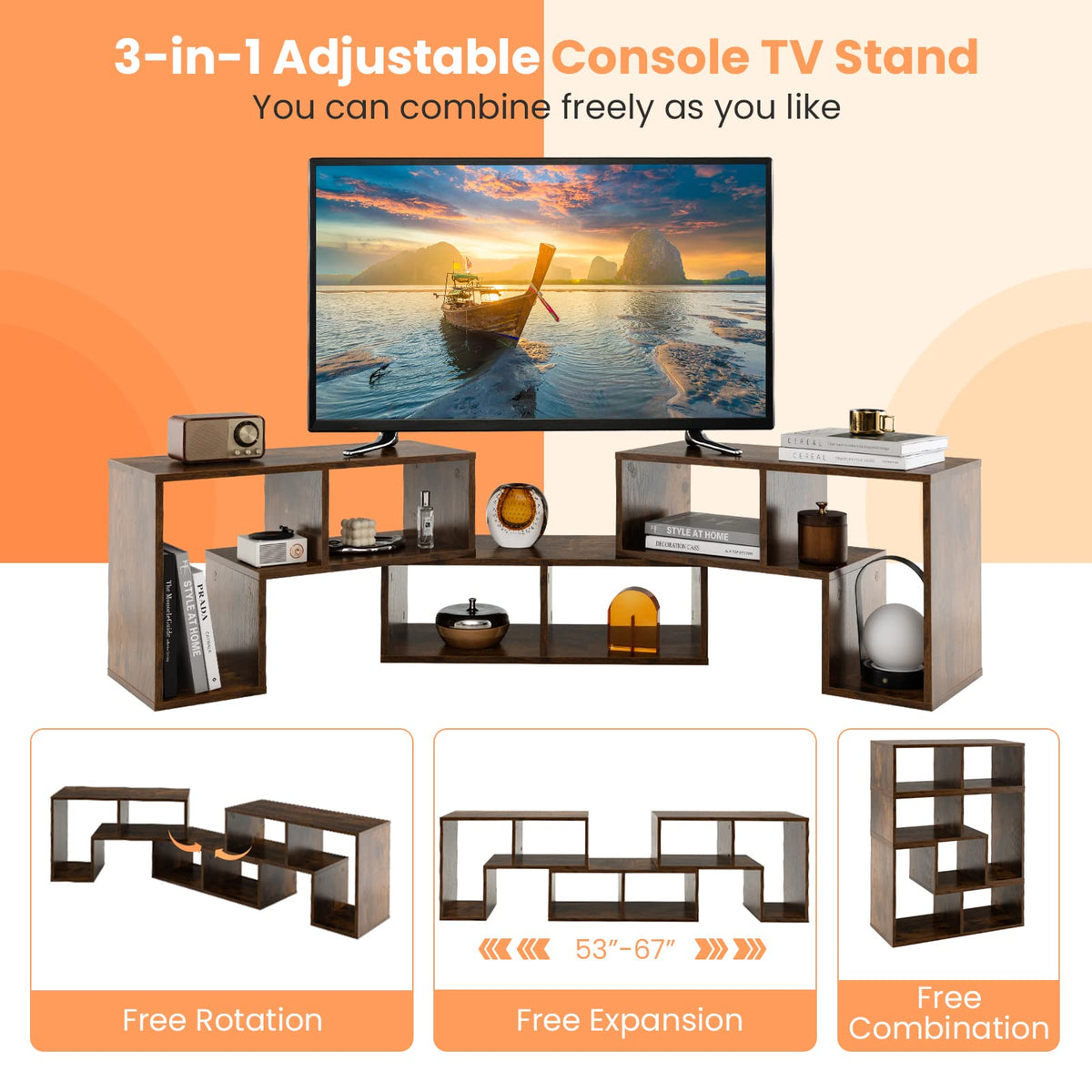 3 Piece Console TV Stand for 50-65 Inch TV O102405